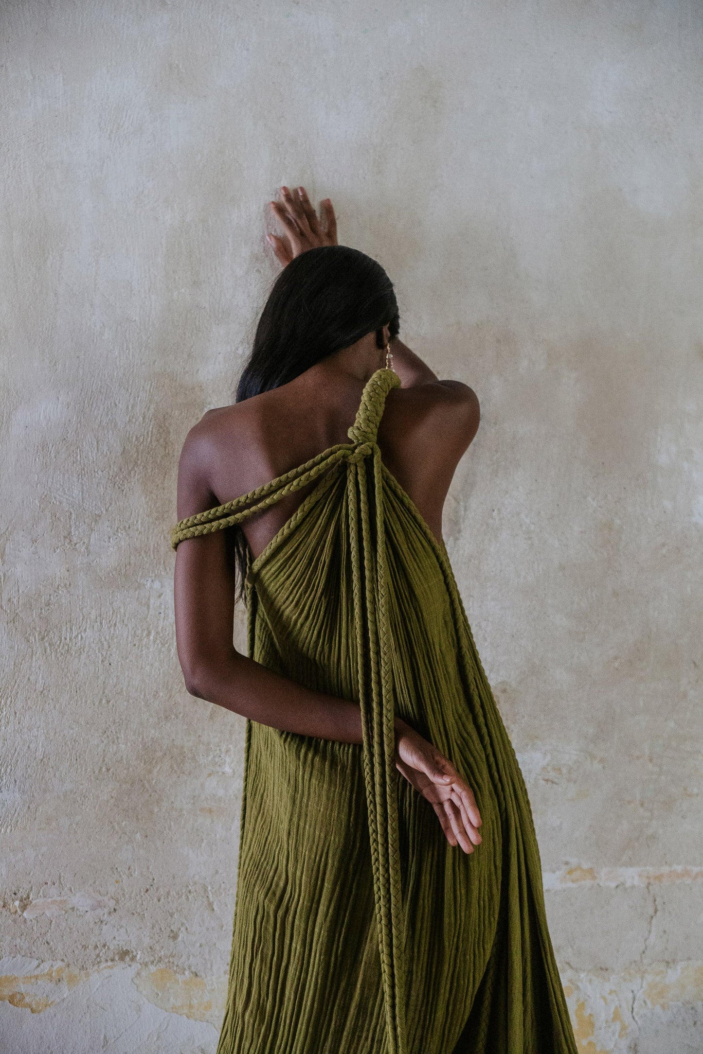 Olive Cascade Dress