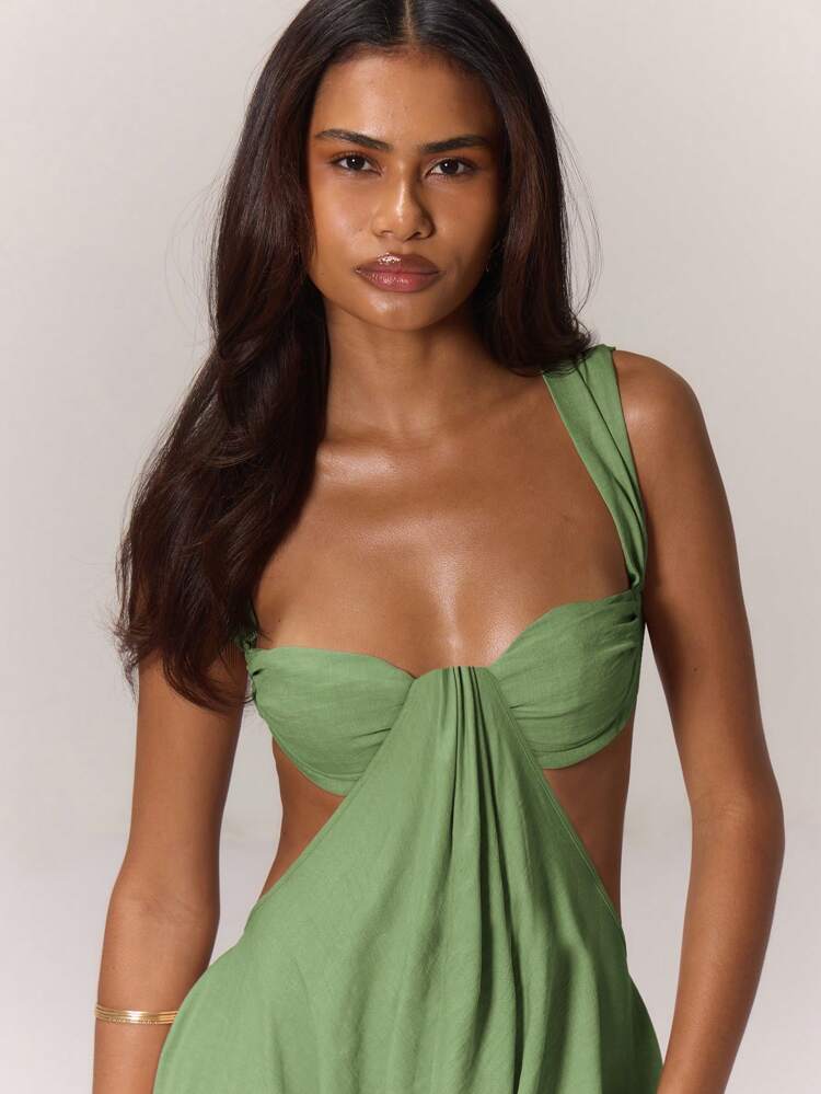 Olive Drape Dress