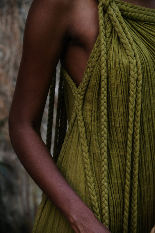 Olive Cascade Dress