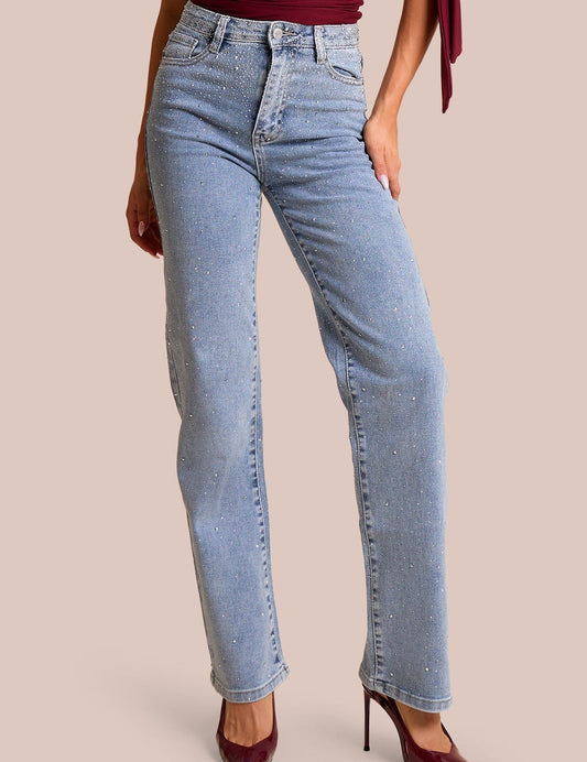 Rhinestone Detail Denim