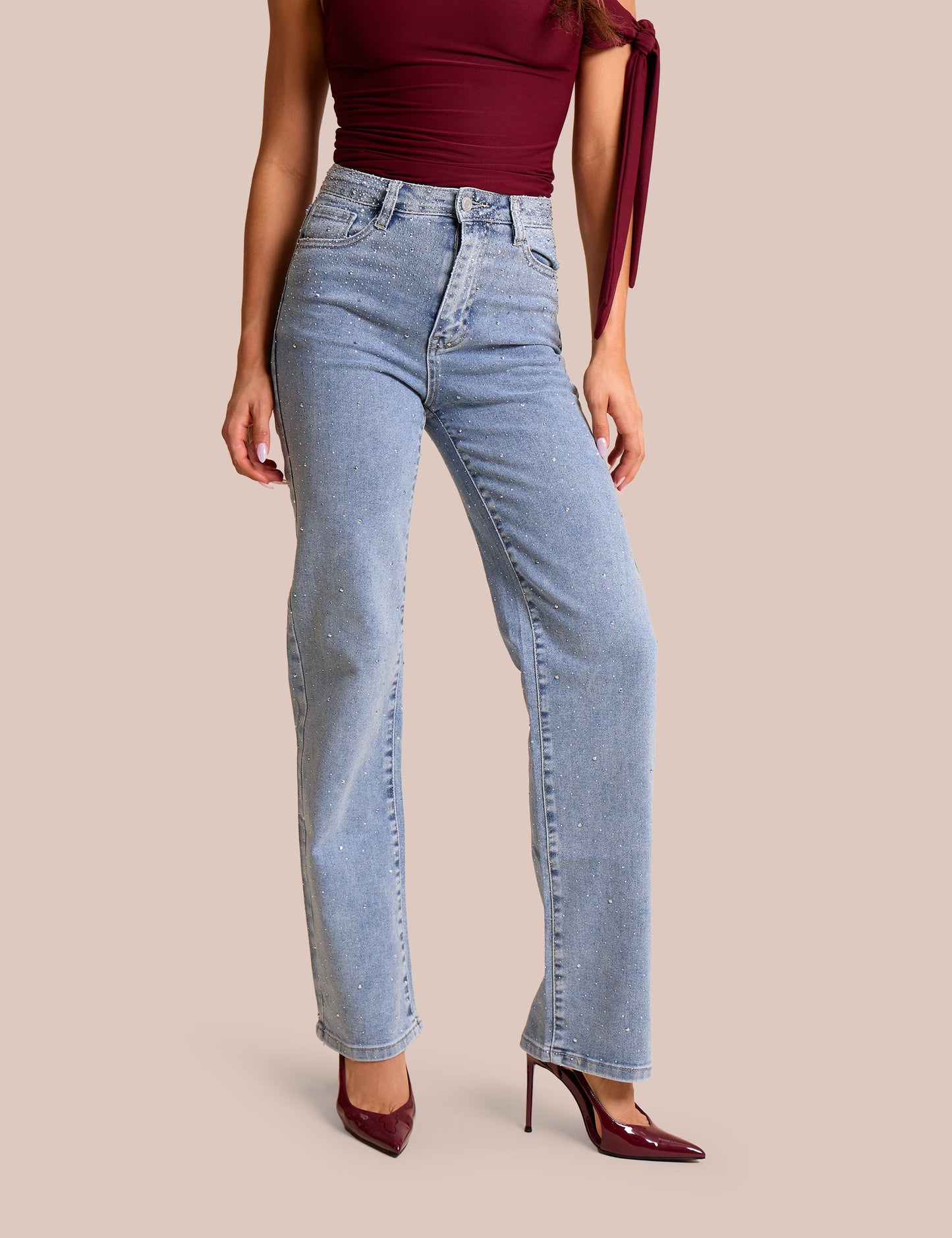 Rhinestone Detail Denim